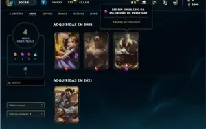 Conta bronze 3 com 22 Champs e 4 Skins + 1 Prestigio do Lee