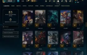 Mestre com 110 Champs e 9 Skins +21 Fragmentos