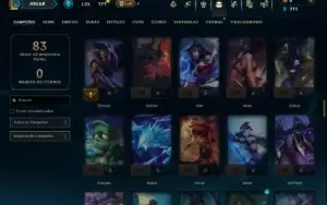 Mestre com 110 Champs e 9 Skins +21 Fragmentos