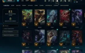 Mestre com 110 Champs e 9 Skins +21 Fragmentos