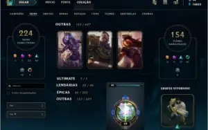 Conta LoL (RS$4000+ gasto) - 224 Skins - 76 Legadas