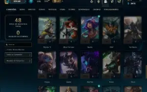 Platina 3 com 65 Champs e 4 Skins