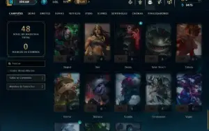 Platina 3 com 65 Champs e 4 Skins