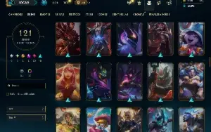 Unranked com TODOS os champs e 121 Skins ( SUP / MID / JG )