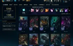 Unranked com TODOS os champs e 121 Skins ( SUP / MID / JG )