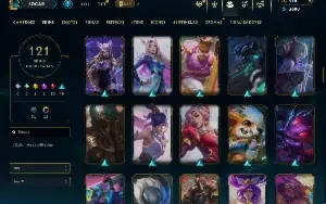 Unranked com TODOS os champs e 121 Skins ( SUP / MID / JG )