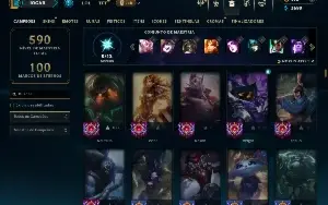 Unranked com TODOS os champs e 121 Skins ( SUP / MID / JG )