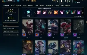Unranked com TODOS os champs e 121 Skins ( SUP / MID / JG )