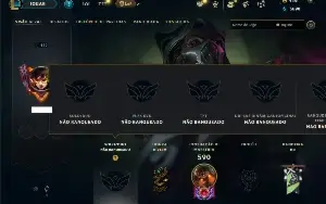 Unranked com TODOS os champs e 121 Skins ( SUP / MID / JG )