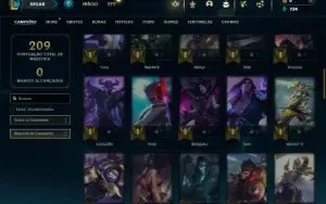 Unranked com 65 Champs e 50 Skins +2 Fragmentos