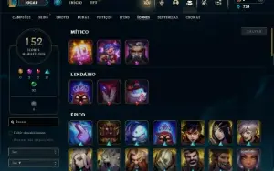 Unranked com 65 Champs e 50 Skins +2 Fragmentos