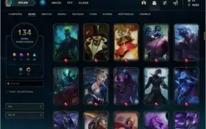 Conta ouro 4 com TODOS os champs e 134 skins (MAIN SUPORTE)