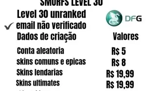 Contas smurfs lol lvl 30
