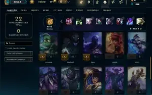 Ferro 1 com 27 Champs e 3 Skins + 2 Fragmentos