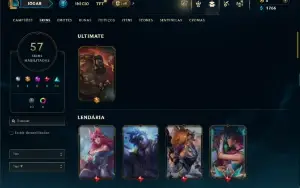 Unranked com 70 Champs e 57 Skins
