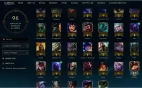 CONTA OURO V, 32 CAMPEÕES, 6 SKINS E BORDA GOLD.