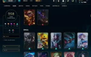 Unranked com TODOS os champs e 258 Skins ( JG / TOP / ADC )