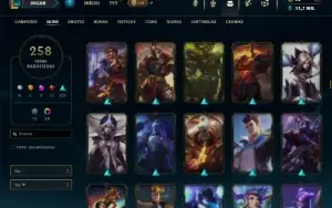 Unranked com TODOS os champs e 258 Skins ( JG / TOP / ADC )