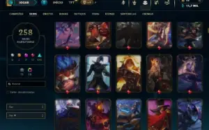 Unranked com TODOS os champs e 258 Skins ( JG / TOP / ADC )