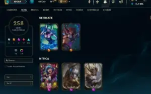 Unranked com TODOS os champs e 258 Skins ( JG / TOP / ADC )