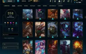 Unranked com TODOS os champs e 258 Skins ( JG / TOP / ADC )