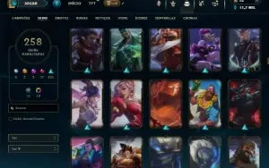Unranked com TODOS os champs e 258 Skins ( JG / TOP / ADC )