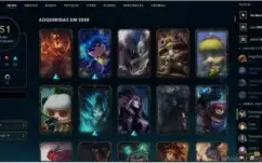 League of Legends gold,253 skins,5 ultimate,19 lendarias