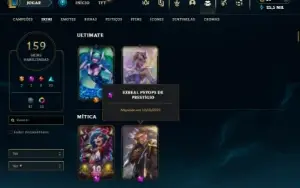 Prata 4 com TODOS os champs e 159 Skins + 7 Vitoriosas