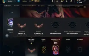 Bronze 3 com 100 Champs e 54 Skins + 2 Prestigios