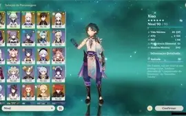 Conta Genshin AR 56 8 5* + 4 Armas 5* + Skins