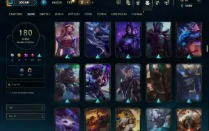 Platina 2 com TODOS os champs e 180 Skins ( MID / JG / TOP )