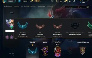 Platina 2 com TODOS os champs e 180 Skins ( MID / JG / TOP )