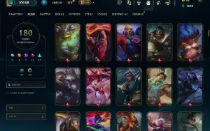 Platina 2 com TODOS os champs e 180 Skins ( MID / JG / TOP )