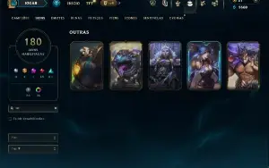 Platina 2 com TODOS os champs e 180 Skins ( MID / JG / TOP )