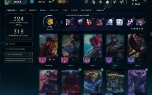 Platina 2 com TODOS os champs e 180 Skins ( MID / JG / TOP )
