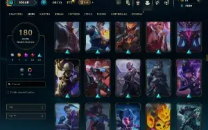 Platina 2 com TODOS os champs e 180 Skins ( MID / JG / TOP )