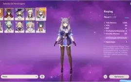 Genshin Impact - AR 7 - Keqing + Fischil + 5 SR - espadão 4*