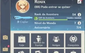 CONTA GENSHIN AR 54 COM 5 PERSONAGENS 5 ESTRELAS
