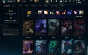 Platina 2 com 45 Champs e 8 Skins + 5 Fragmentos