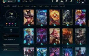 Unranked com 100 Champs e 70 Skins ( MID / TOP / JG )