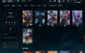 Unranked com 100 Champs e 70 Skins ( MID / TOP / JG )
