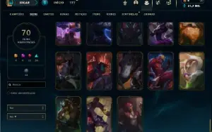 Unranked com 100 Champs e 70 Skins ( MID / TOP / JG )