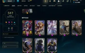 Ouro 1 com TODOS os Champs e 387 Skins + 7 Prestigios