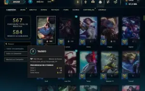 Ouro 1 com TODOS os Champs e 387 Skins + 7 Prestigios