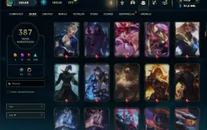 Ouro 1 com TODOS os Champs e 387 Skins + 7 Prestigios