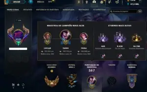 Ouro 1 com TODOS os Champs e 387 Skins + 7 Prestigios