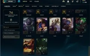 Conta prata 3 com 42 Champs e 14 Skins + 10 Fragmentos