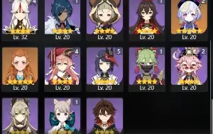 Genshin Impact endgame 20 heróis 5*, 9 armas 5*, 27 resinas