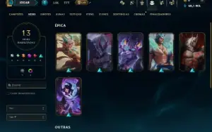 Bronze 1 com 80 Champs e 13 Skins ( Mais de 50 Jogos )