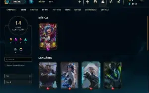 Ouro 1 com 50 Champs e 14 Skins + 2 Espolios